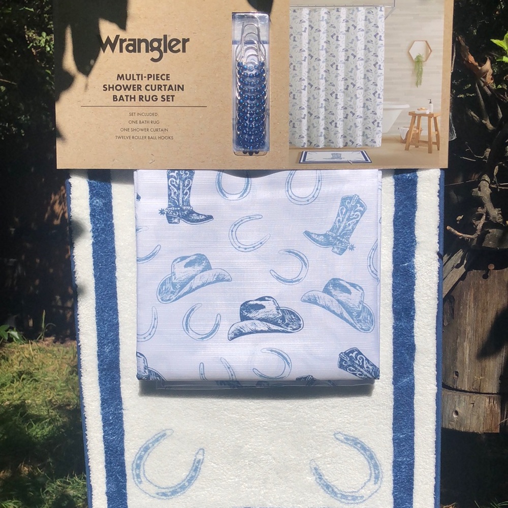 NWT Wrangler Multi-Piece Shower Curtain & Bath Rug Set